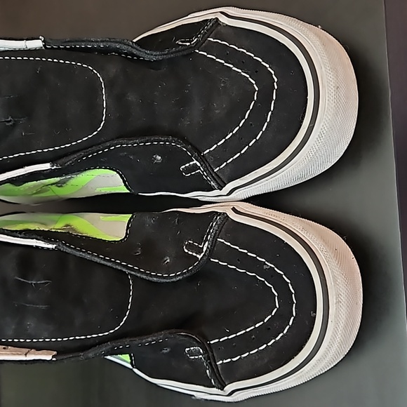 Vans SK8-Hi black suede with neon flames high top sneakers W9.5, M8 - Picture 10 of 12